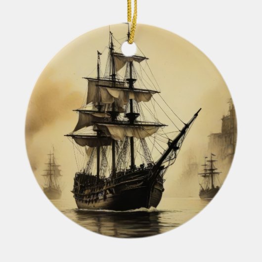  schip keramisch ornament (Voorkant)