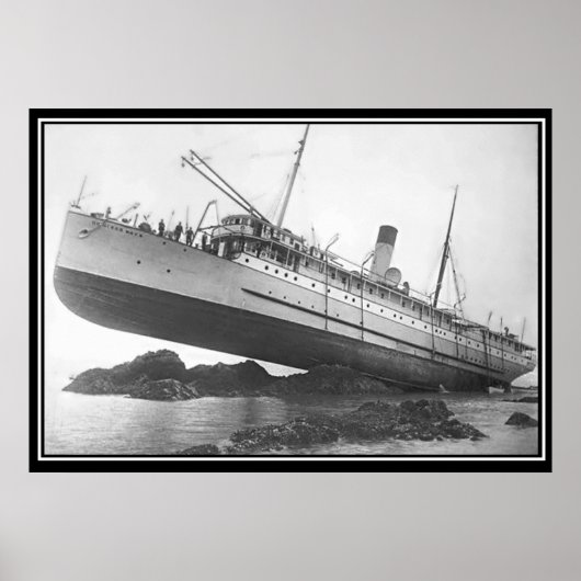 Schip loopt aan de grond Vast Foto Poster (Voorkant)