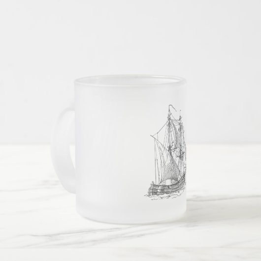 schip matglas koffiemok (Voorkant links)