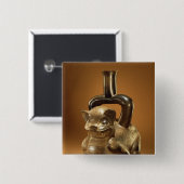 Schip met puma, Chavin Culture, c.90 BC Vierkante Button 5,1 Cm (Voorkant /achterkant)