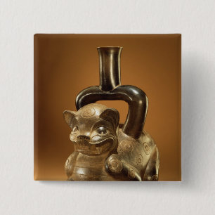 Schip met puma, Chavin Culture, c.90 BC Vierkante Button 5,1 Cm