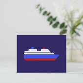 schip met rood en blauw zee briefkaart (Staand voorkant)