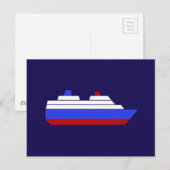 schip met rood en blauw zee briefkaart (Voorkant / Achterkant)