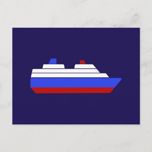 schip met rood en blauw zee briefkaart (Voorkant)