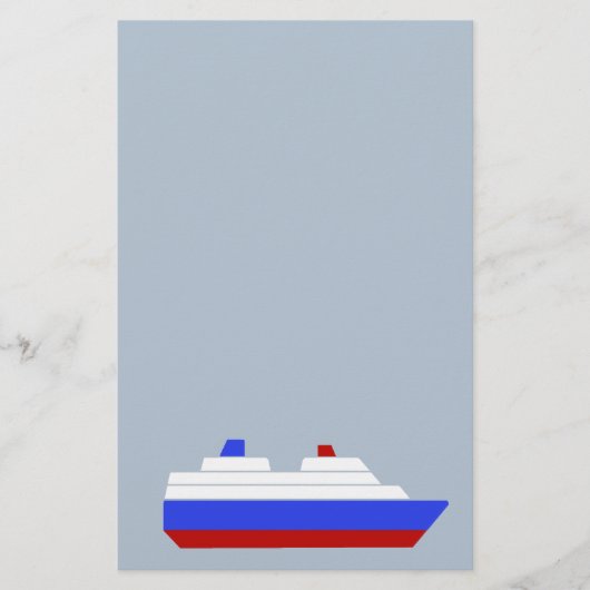 schip met rood en blauw zee briefpapier (Voorkant)