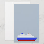 schip met rood en blauw zee briefpapier (Voorkant / Achterkant)