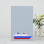 schip met rood en blauw zee briefpapier (Staand voorkant)