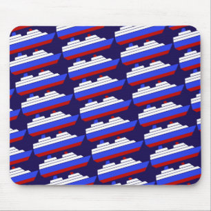 schip met rood en blauw zee muismat
