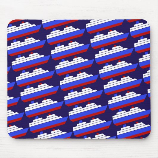 schip met rood en blauw zee muismat (Voorkant)