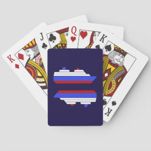 schip met rood en blauw zee pokerkaarten