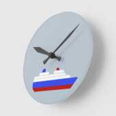 schip met rood en blauw zee ronde klok (Hoek)