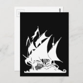 Schip met zwarte en witte piraat briefkaart (Voorkant / Achterkant)