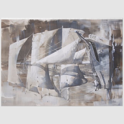  Schip nautische olieverfschilderij Decoupage Tissuepapier (Voorkant)