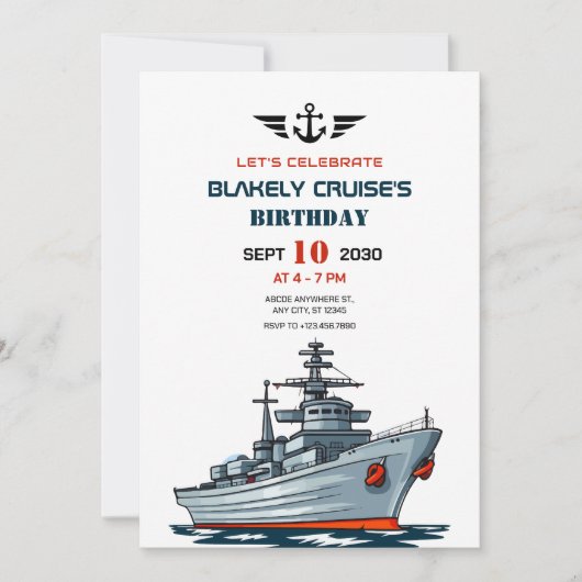 Schip Navy leger verjaardag Kaart (Voorkant)