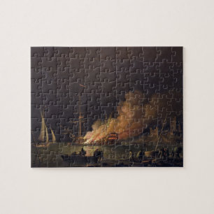 Schip on Fire at Night, c.1756 (olie op canvas) Legpuzzel
