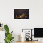Schip on Fire at Night, c.1756 (olie op canvas) Poster (Thuiskantoor)