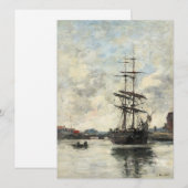 Schip op de Touques Eugene Boudin(Frans, 1824-189 (Voorkant / Achterkant)