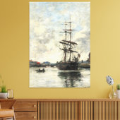Schip op de Touques Eugene Boudin(Frans, 1824-189 Canvas Afdruk (Insitu (Woonkamer))