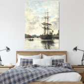 Schip op de Touques Eugene Boudin(Frans, 1824-189 Canvas Afdruk (Insitu (Slaapkamer))