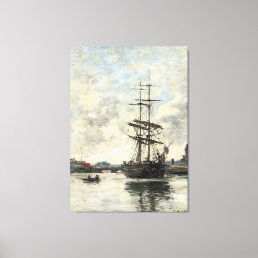 Schip op de Touques Eugene Boudin(Frans, 1824-189 Canvas Afdruk (Voorkant)