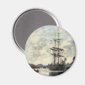 Schip op de Touques Eugene Boudin(Frans, 1824-189 Magneet (Voorkant / Achterkant)