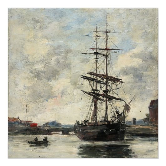 Schip op de Touques Eugene Boudin(Frans, 1824-189 Perfect Poster (Voorkant)