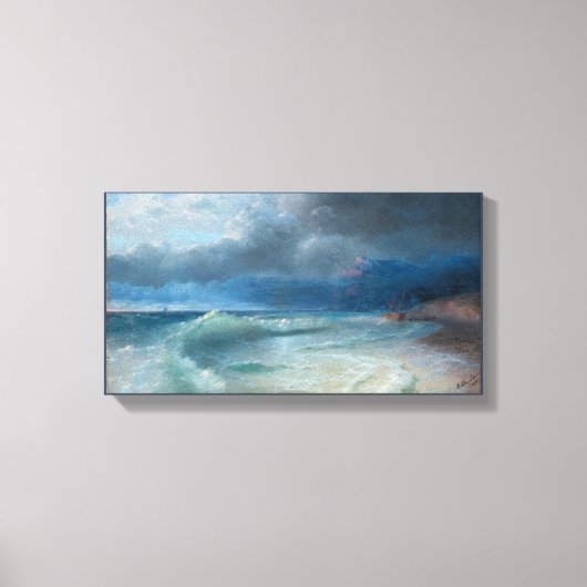 Schip op een Stormy Morning, Aivazovsky Canvas Afdruk (Voorkant)