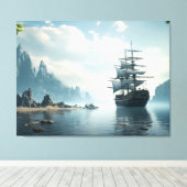 schip op het zee canvas afdruk (Insitu (Houten vloer))