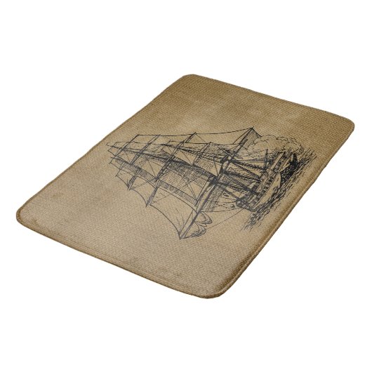  schip op Rustic faux burlap Badmat (Gekanteld)