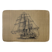  schip op Rustic faux burlap Badmat (Voorkant)