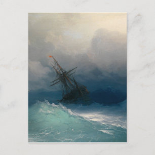 Schip op Stormy Zeeen, Ivan Aivazovsky - Briefkaart