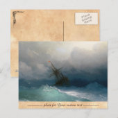 Schip op Stormy Zeeen Ivan Aivazovsky seizoenscape Briefkaart (Voorkant / Achterkant)