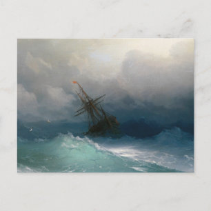 Schip op Stormy Zeeen Ivan Aivazovsky seizoenscape Briefkaart