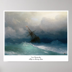 Schip op Stormy Zeeen Ivan Aivazovsky seizoenscape Poster