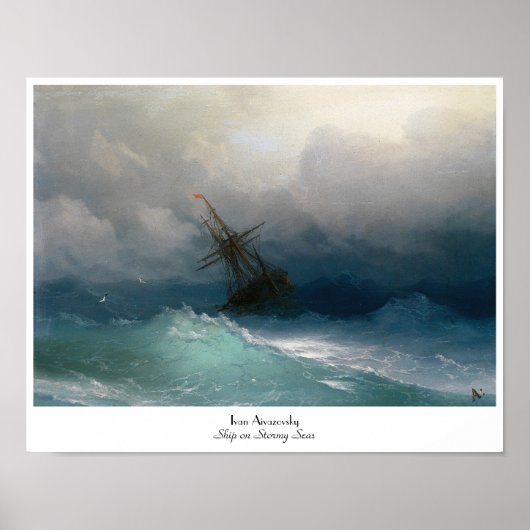 Schip op Stormy Zeeen Ivan Aivazovsky seizoenscape Poster (Voorkant)