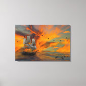 Schip op zonsondergang canvas afdruk (Voorkant)