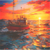 Schip op zonsondergang sticker (Voorkant)