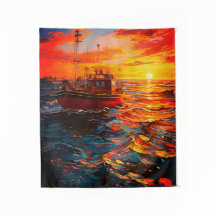 Schip op zonsondergang