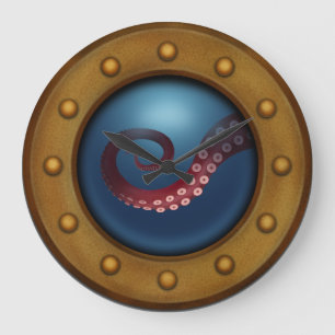 Schip Porthole Deep Zee Octopus Nautical Steampunk Grote Klok