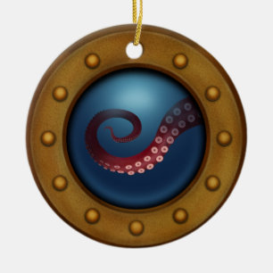Schip Porthole Deep Zee Scheepsel Steampunk Vintag Keramisch Ornament