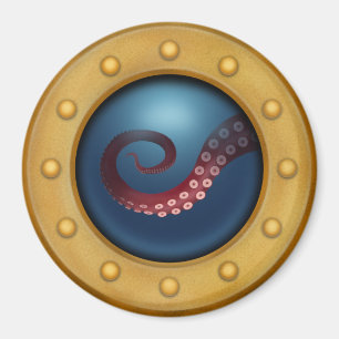 Schip-porthole Octopus Natural History Steampunk Magneet
