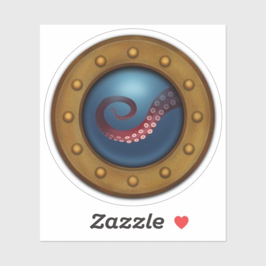 Schip Porthole Octopus Steampunk Nautical Sticker (Vel)