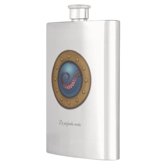 Schip-porthole Octopus vanaf de diepte van het zee Flacon (Links)