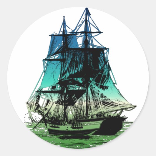  schip ronde sticker (Voorkant)