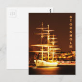 Schip 's nachts in Stockholm, Zweden Briefkaart (Voorkant / Achterkant)