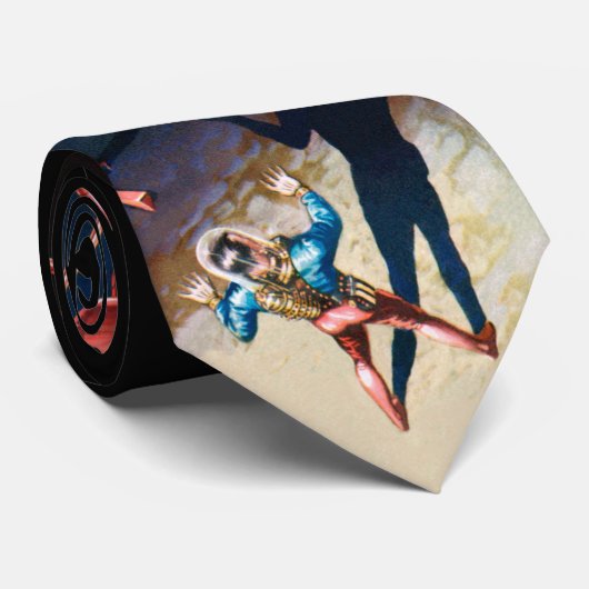 Schip Shock Retro Science Fiction Necktie Stropdas (Opgerold)