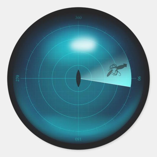 Schip Sonar Screen Kraken Giant Squid Nautical Ronde Sticker (Voorkant)