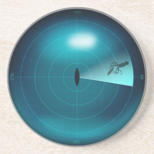 Schip Sonar Screen Kraken Giant Squid Nautical Zandsteen Onderzetter