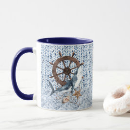 Schip stuurwiel en haai mok