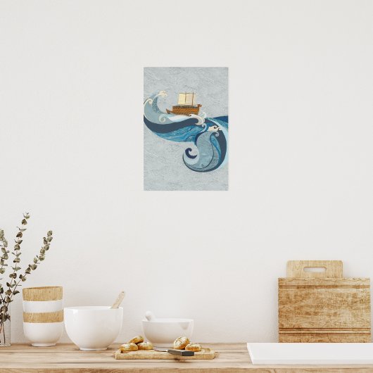 Schip tegen de golven poster (Keuken)